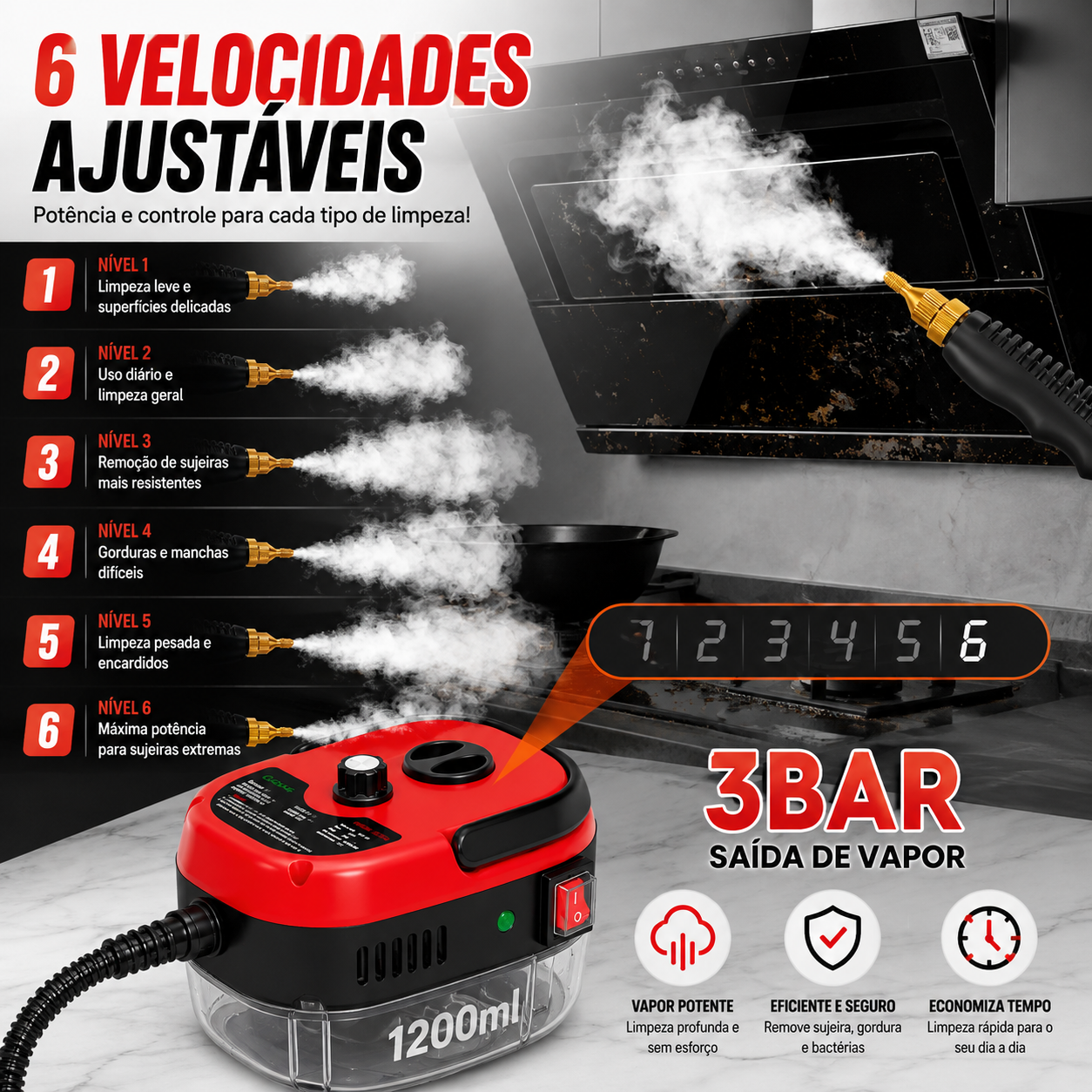 Limpador a Vapor 2500W imagem 3