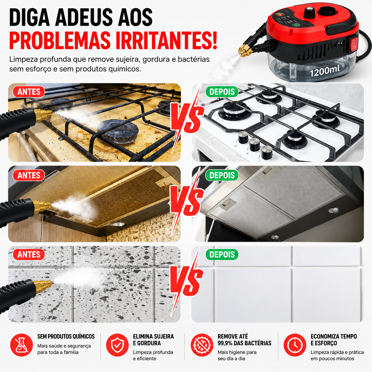 Limpador a Vapor 2500W imagem 4